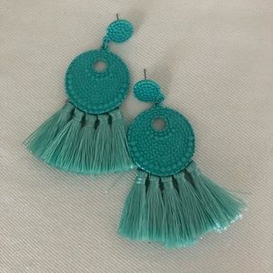 Aquamarine Tassel Earrings